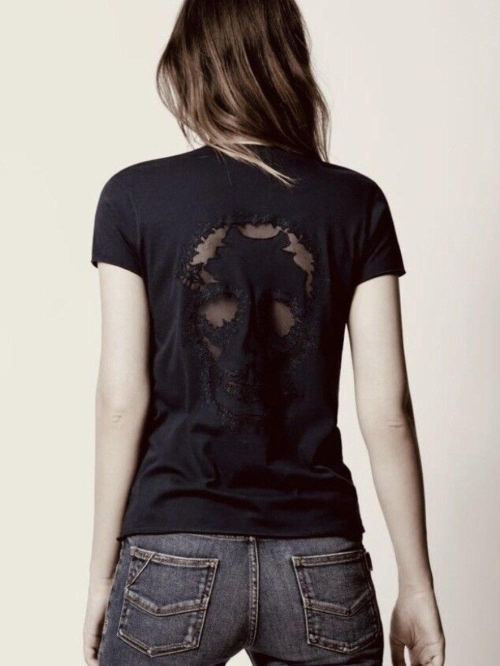 Zadig & Voltaire Story Skull Fishnet Tee Medium